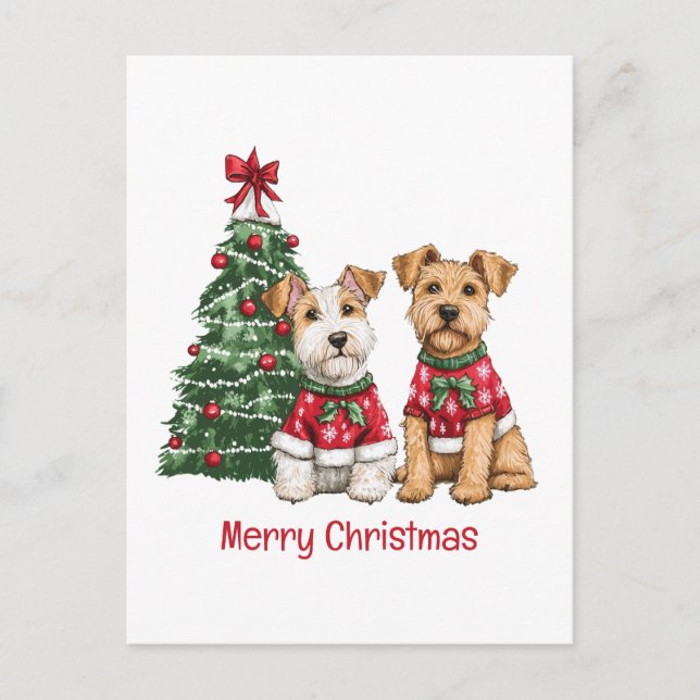 Feliz Navidad Welsh Wire Fox Terrier Dogs (Anverso)
