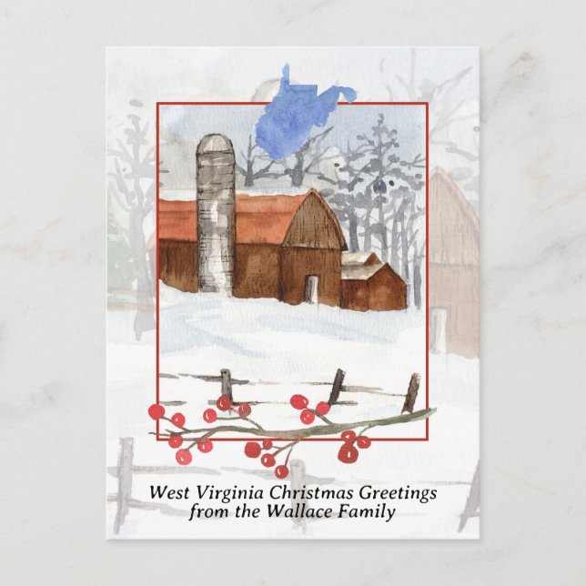 Feliz Navidad West Virginia Red Barn Personalizado (Anverso)