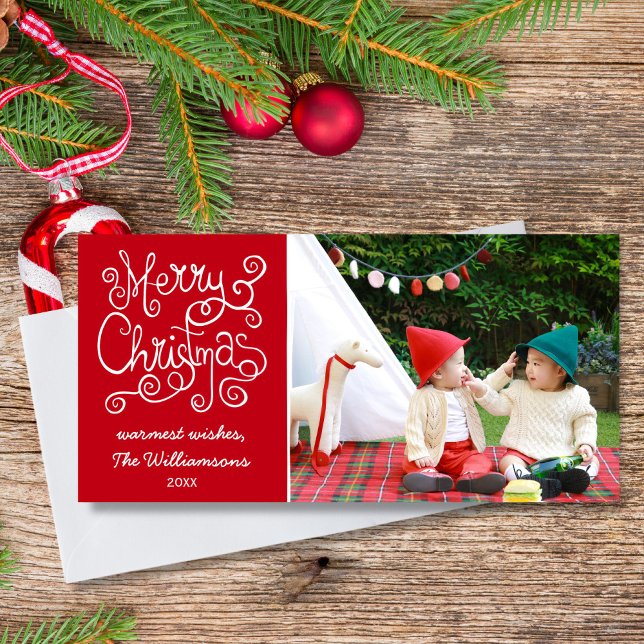 Feliz Navidad Whimsical Calligraphy Swirl Photo (Subido por el creador)