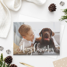 Feliz Navidad White Modern Brushed Script Photo