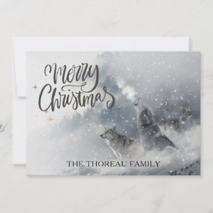 Feliz Navidad Woodlands Wolves Howl Winter Snow