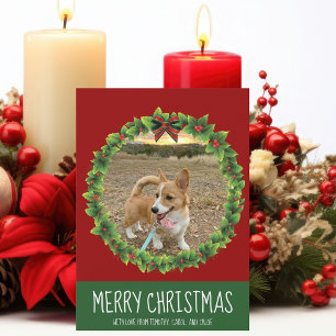 Feliz Navidad Wreath Cute Personalizado Perro Foto