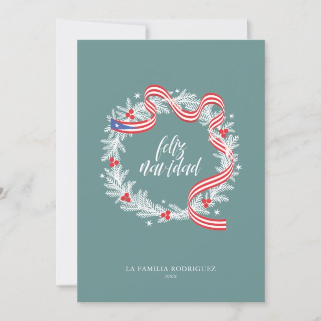 Feliz Navidad Wreath Photo Tarjeta de vacaciones p (Anverso)