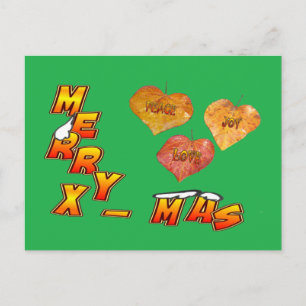 Feliz Navidad y 3 hojas en forma de corazón ponen
