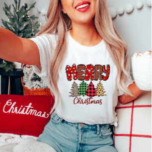 Feliz Navidad y camiseta de mujeres leopardo
