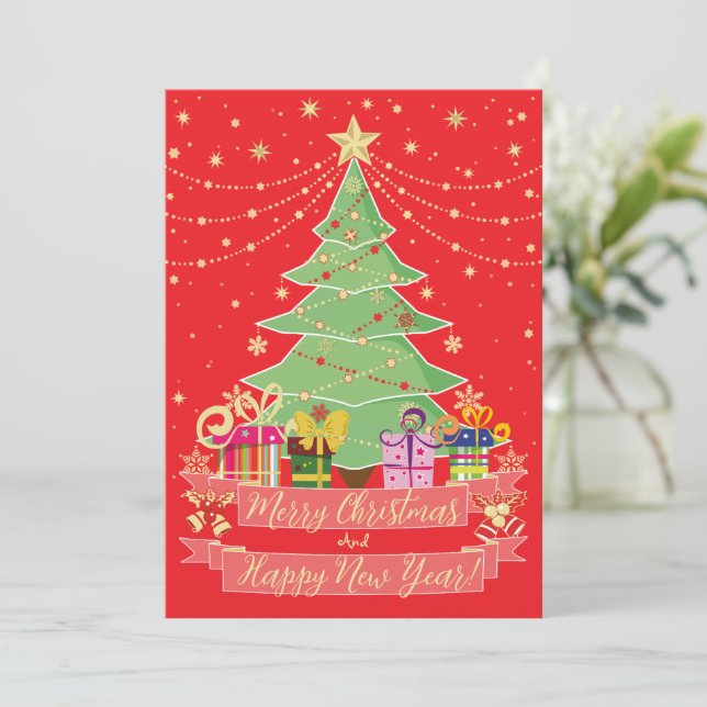 Feliz Navidad y Feliz Año Nuevo (Anverso de pie)