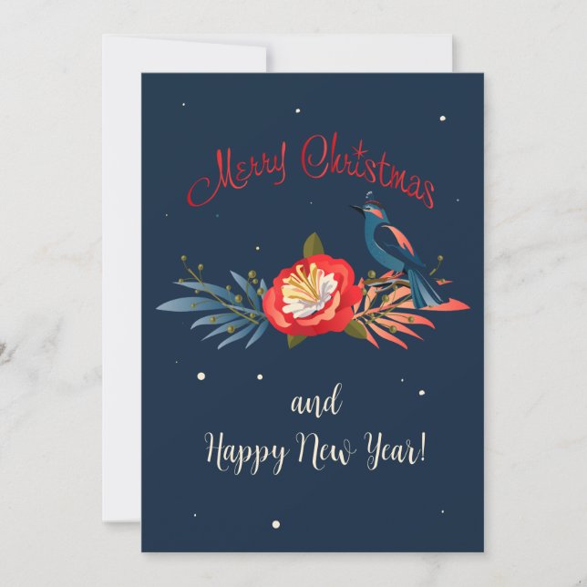 ¡Feliz Navidad y Feliz Año Nuevo! Ave azul 2025 (Anverso)