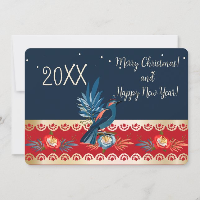 ¡Feliz Navidad y Feliz Año Nuevo! Ave azul 2025 (Anverso)