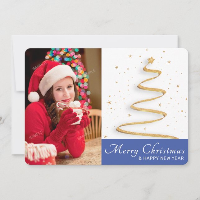 Feliz Navidad y Feliz Año Nuevo con tarjeta de fot (Anverso)