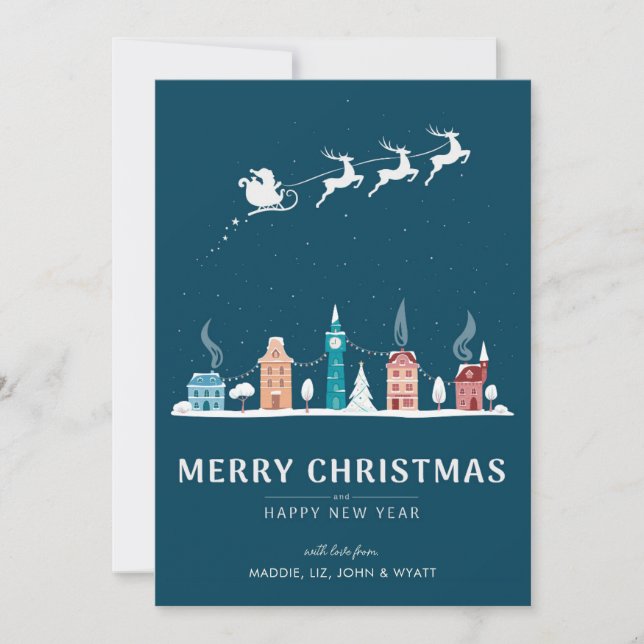 Feliz Navidad y feliz año nuevo en la ciudad (Anverso)