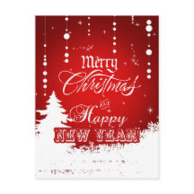 Feliz Navidad y Feliz Año Nuevo en Rojo y Blanco