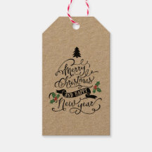 Feliz Navidad y Feliz Año Nuevo Etiquetas de regal