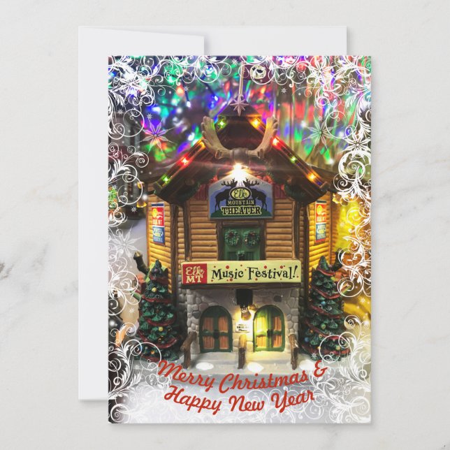 Feliz Navidad y Feliz Año Nuevo Lemax House Card (Anverso)