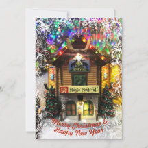 Feliz Navidad y Feliz Año Nuevo Lemax House Card