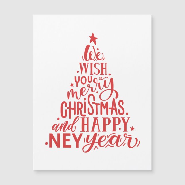 Feliz Navidad y Feliz Año Nuevo. Letras rojas (Anverso)