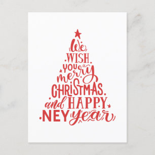 Feliz Navidad y Feliz Año Nuevo. Letras rojas