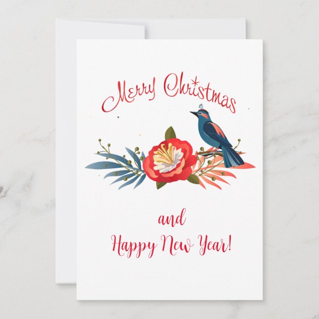 ¡Feliz Navidad y Feliz Año Nuevo! Pájaro azul 2026 (Anverso)