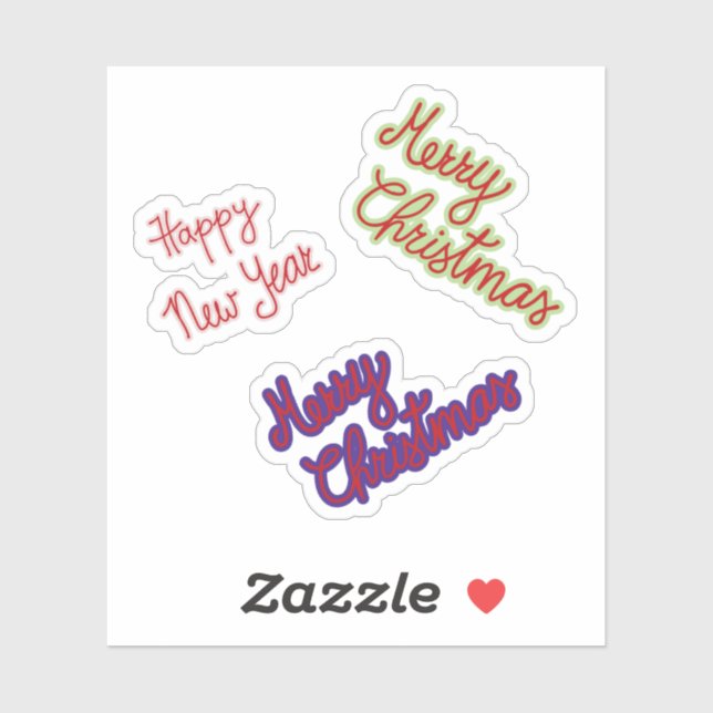 Feliz Navidad y Feliz Año Nuevo Pegatinas (Hoja)