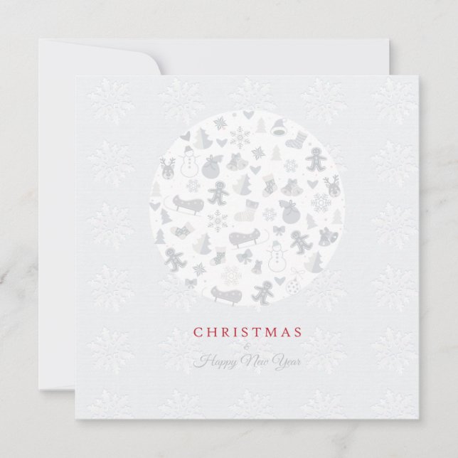 ¡Feliz Navidad y Feliz Año Nuevo! Tarjeta blanca X (Anverso)