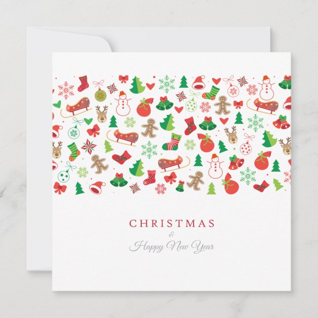 ¡Feliz Navidad y Feliz Año Nuevo! Tarjeta blanca X (Anverso)