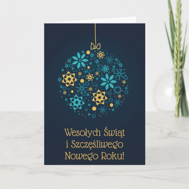 Feliz Navidad y Feliz Año Nuevo Tarjeta Polaca (Anverso)