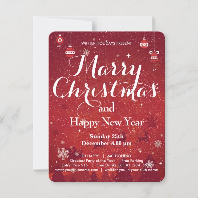 Feliz Navidad Y Feliz Invitación De Año Nuevo (Anverso)