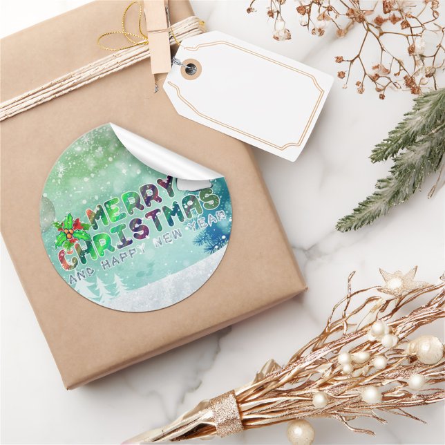 Feliz Navidad y feliz Pegatina de Año Nuevo (Subido por el creador)