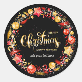 Feliz Navidad y feliz Pegatina de Año Nuevo