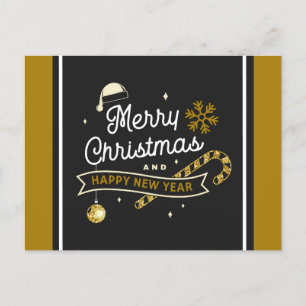 Feliz Navidad Y Feliz Postal De Año Nuevo
