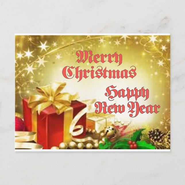 Feliz Navidad y feliz postal de Año Nuevo (Anverso)