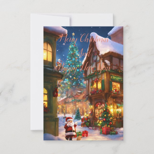 Feliz Navidad y feliz tarjeta de año nuevo (Anverso)