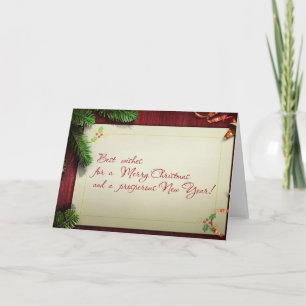 Feliz Navidad y feliz tarjeta de bienvenida de Año