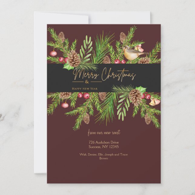 Feliz Navidad y feliz tarjeta de felicitación de A (Anverso)