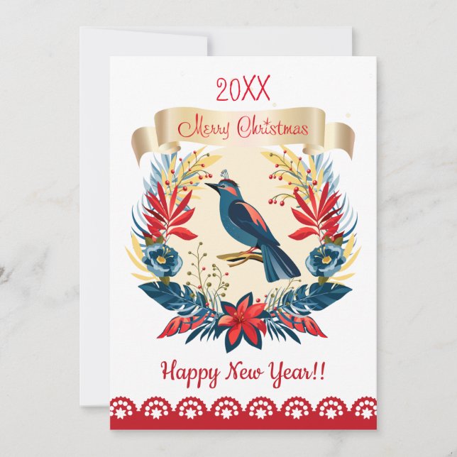 ¡Feliz Navidad y próspero Año Nuevo! 20XX Blue Bir (Anverso)