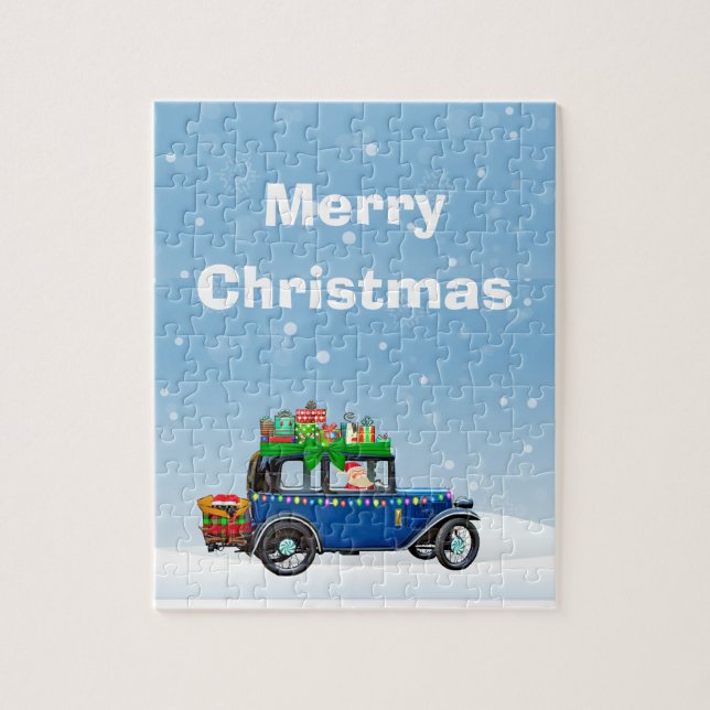 Feliz Navidad y rompecabezas de Santa Claus (Vertical)