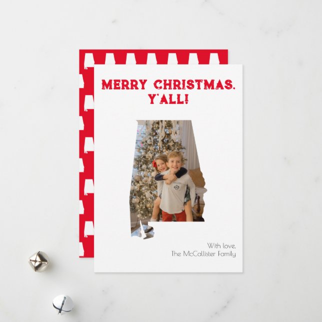 Feliz Navidad Y todos Rojo Foto Estatal Alabama (Anverso/Reverso In Situ)