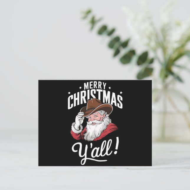 Feliz Navidad Y'all Country Cowboy Santa Claus (Anverso de pie)