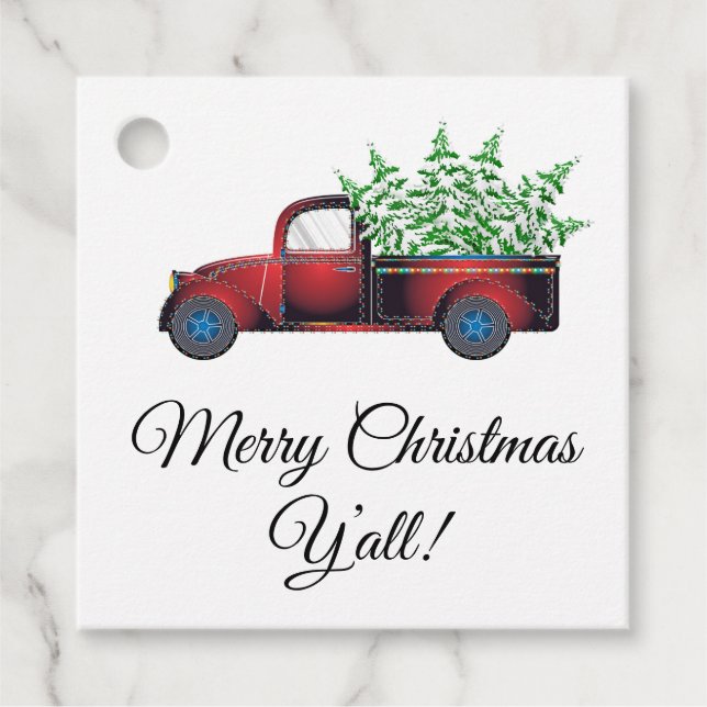 Feliz Navidad Y'all Etiquetas Favor (Anverso)