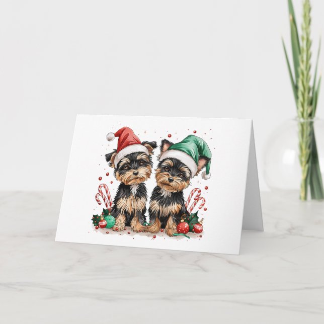 Feliz Navidad Yorkshire Terrier Dogs (Anverso)