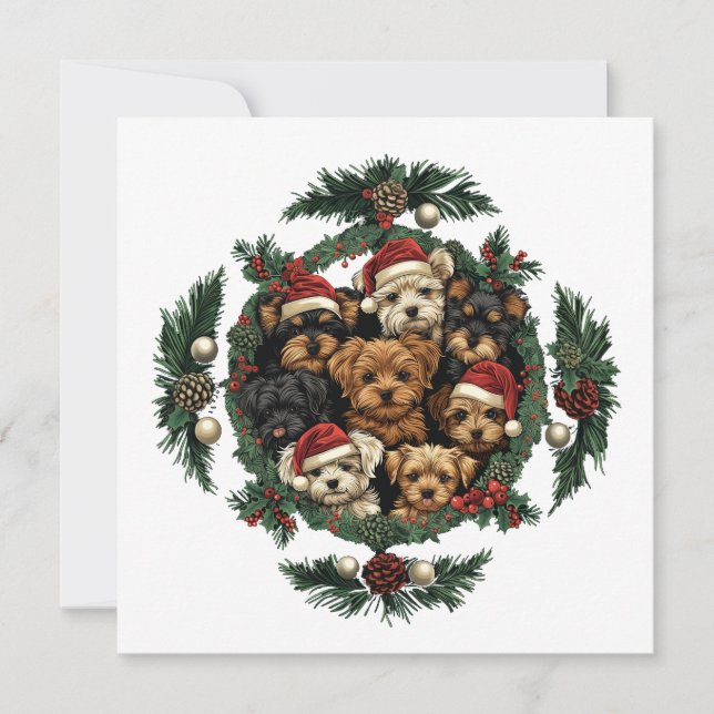Feliz Navidad Yorkshire Terrier Dogs (Anverso)