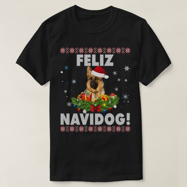 Feliz Navidog German Shepherd Dog Ugly Sweater Chr (Diseño del anverso)