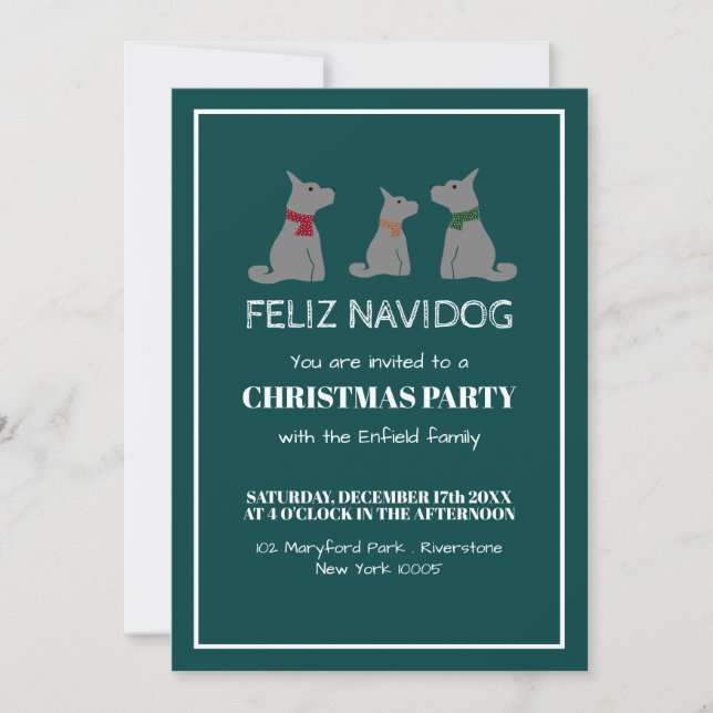 Feliz Navidog, invitación a Navidades de estilo es (Anverso)