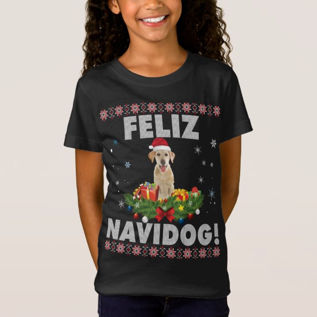 Feliz Navidog Labrador recuperador perro suéter fe (Anverso)