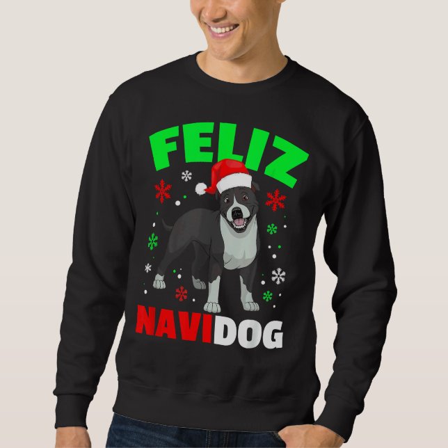 Feliz Navidog Pitbull Dog Suéter de Navidad Feo (Anverso)