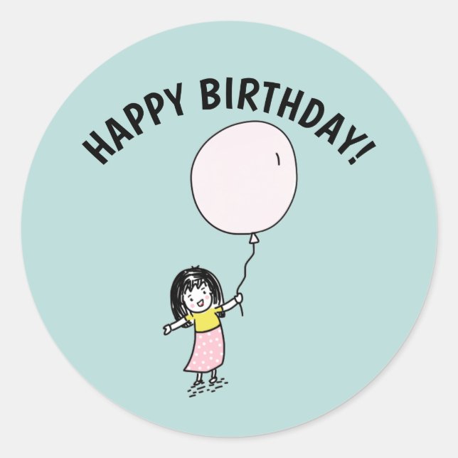 FELIZ NIÑA CUMPLEAÑOS CON PEGATINAS DE BALLÓN (Anverso)