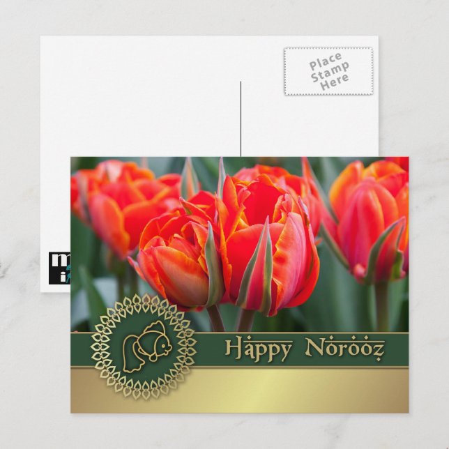 Feliz Norooz. Tarjetas de Año Nuevo Persa (Anverso / Reverso)