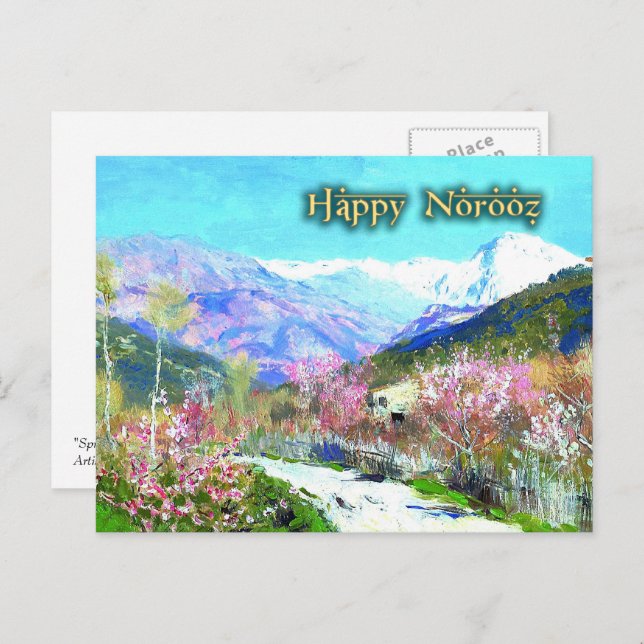 Feliz Norooz. Tarjetas postales del Año Nuevo Pers (Anverso / Reverso)