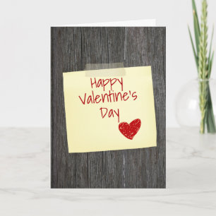 Feliz Nota de San Valentín sobre la madera