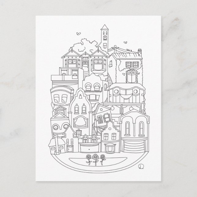 Feliz nuevo color de inicio en la tarjeta postal (Anverso)