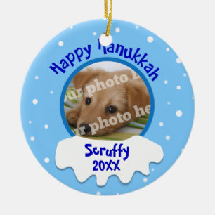 Feliz Ornamento de fotos personalizado de Hanukkah